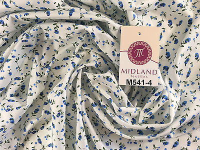 Small Floral Print on white soft polycotton dress Fabric 45' Wide M541 Mtex - Midland Textiles & Fabric