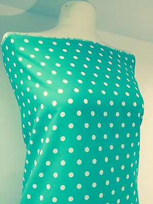 Aqua green polka dot peachskin crepe dress fabric 58' M252 Mtex - Midland Textiles & Fabric