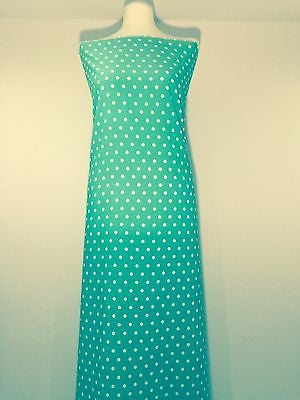 Aqua green polka dot peachskin crepe dress fabric 58" M252 Mtex - Midland Textiles & Fabric