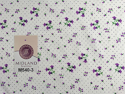 Floral vintage small dot print on white Polycotton fabric 45" Wide M540 Mtex - Midland Textiles & Fabric