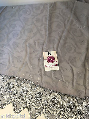 Vintage floral Uragiri scalloped edging dress fabric with clear stones M188 Mtex - Midland Textiles & Fabric