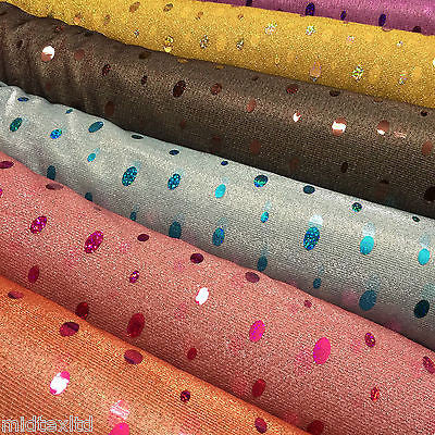 Oval holographic contrasting sequins Knit Fancy dress fabric 58" M151 Mtex - Midland Textiles & Fabric