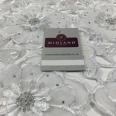 3d Floral chiffon applique embroidery dress wedding fabric 55" Wide  M716 Mtex - Midland Textiles & Fabric