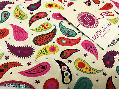 Paisley Print 100% Cotton Poplin Fabric, 45' Craft Cotton Wide M25 Mtex - Midland Textiles & Fabric