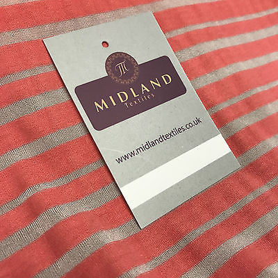 Coral pink and Grey Polyester Burnout viscose jersey striped Fabric 58" M720-5 - Midland Textiles & Fabric
