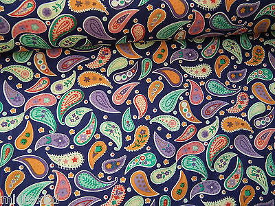 Paisley Print 100% Cotton Poplin Fabric, 45' Craft Cotton Wide M25 Mtex - Midland Textiles & Fabric