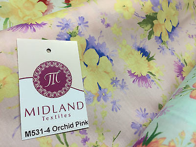 Vintage Abstract Floral Printed Fabric 100% Cotton Poplin  44' Wide  M531 Mtex - Midland Textiles & Fabric