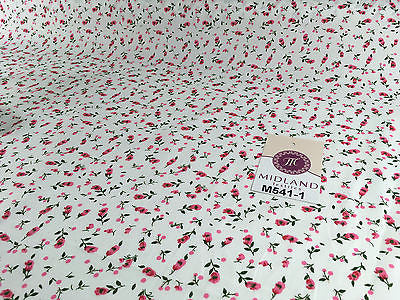 Small Floral Print on white soft polycotton dress Fabric 45" Wide M541 Mtex - Midland Textiles & Fabric