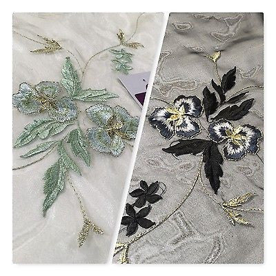Lightweight Floral thread Embroidery Organza dress fabric 58' Wide M715 Mtex - Midland Textiles & Fabric