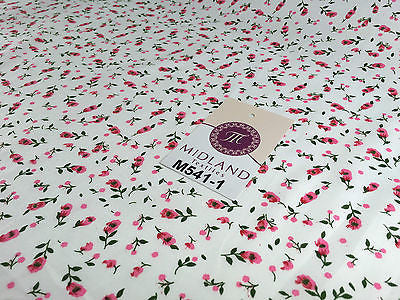 Small Floral Print on white soft polycotton dress Fabric 45" Wide M541 Mtex - Midland Textiles & Fabric