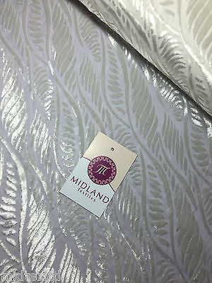 Pearl White Leaf Abstract Burnout Pattern  Semi Transparent 55' Wide M17-2 Mtex - Midland Textiles & Fabric