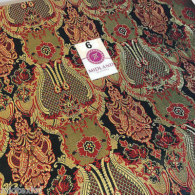Indian Banarsi Gold Metallic Ornamental floral brocade fabric M373 Mtex 40' wide - Midland Textiles & Fabric