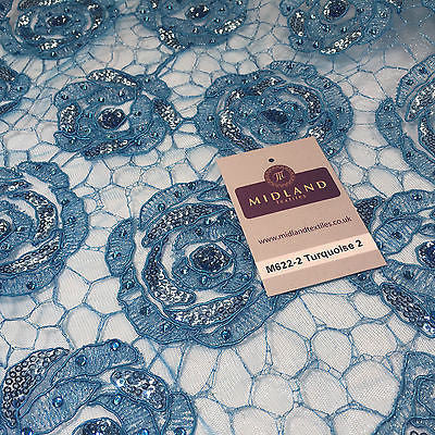 Vintage embellished Mesh net Double scalloped edging Dress Fabric 58' Wide M622 - Midland Textiles & Fabric