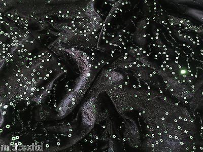 Black Velvet with sequins fabric 58"wide per metre Red-Blue-Green-Pink M15 Mtex - Midland Textiles & Fabric