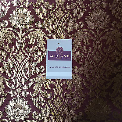 Indian Floral gold metallic banarsi brocade faux silk fabric 44' Wide M692 - Midland Textiles & Fabric