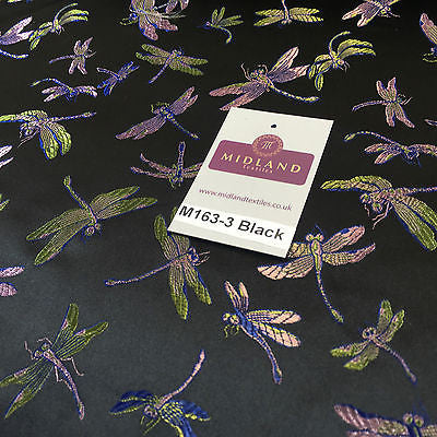 CHINESE ORIENTAL GOLD DRAGONFLY BROCADE SILKY SATIN DRESS FABRIC 44' M163 - Midland Textiles & Fabric