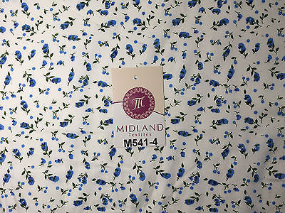 Small Floral Print on white soft polycotton dress Fabric 45' Wide M541 Mtex - Midland Textiles & Fabric