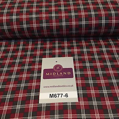 Wine Highland Scottish Tartan 100% Cotton craft and quilting Fabric 45' M677 - Midland Textiles & Fabric