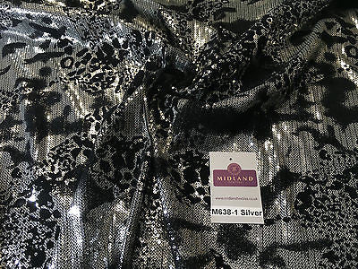 Metallic Flocked Jersey one way stretch sequin dress fabric 55' wide M638 Mtex - Midland Textiles & Fabric