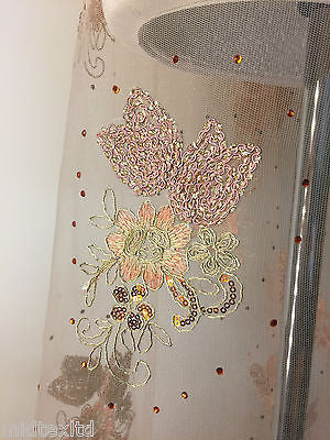 Vintage Floral embellished and stones dress net with scalloped edging M232 Mtex - Midland Textiles & Fabric