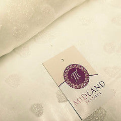 100% Polyester Organza, Flocked lurex heart design 58" wide width fabric M113 - Midland Textiles & Fabric
