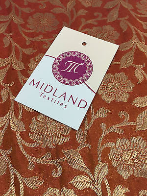 Pure Silk Indian Banarsi Floral Woven Golden Metallic Brocade 45' M260 Mtex - Midland Textiles & Fabric
