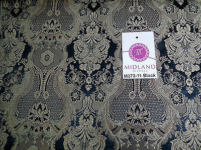 Indian Banarsi Gold Metallic Ornamental floral brocade fabric M373 Mtex 40' wide - Midland Textiles & Fabric