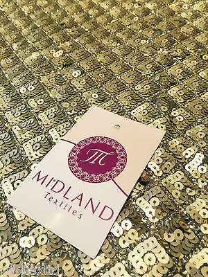 Diamond shaped antique matt gold sewn on sequins dress fabric Shiny  M78 Mtex - Midland Textiles & Fabric