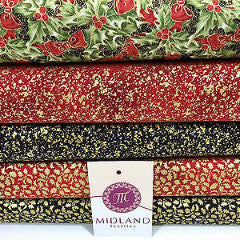 Black Merry Christmas themed 100% Cotton Patchwork & Crafting Fabric 45' Mtex - Midland Textiles & Fabric