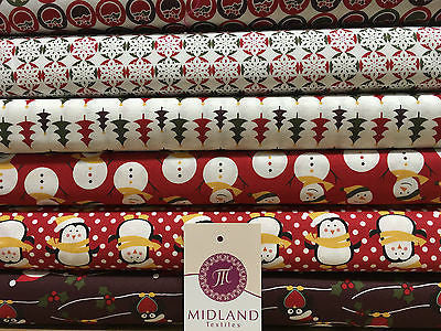 Red Christmas themed Characters 100% Cotton Patchwork & Crafting Fabric 45' - Midland Textiles & Fabric