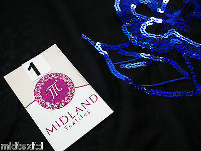 Black Georgette with floral sequins and scalloped edging dress fabric 54' Mtex - Midland Textiles & Fabric