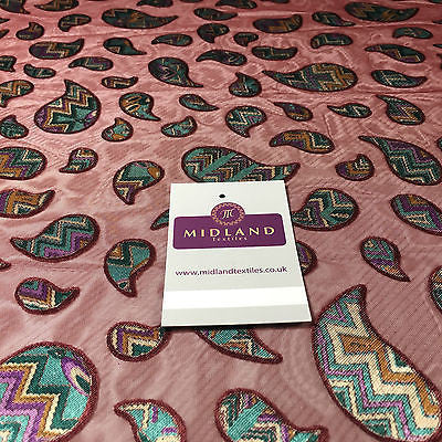 Maroon Paisley Lightweight burnout chiffon dress scarf fabric 58" M145-60 Mtex - Midland Textiles & Fabric