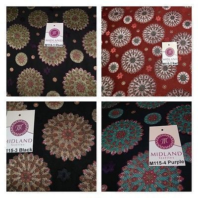 Burnout Satin Chiffon Mandalas Printed Dress Fabric 58' M115 Mtex - Midland Textiles & Fabric