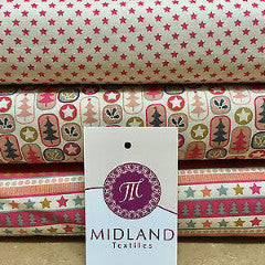 Multi Scandi 100% Cotton Christmas themed Patchwork & Crafting  Fabric 45' Mtex - Midland Textiles & Fabric