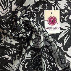 Black and White Paisley Floral Semi transparent chiffon 44" wide M161-19 Mtex - Midland Textiles & Fabric