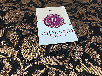 Pure Silk Indian Banarsi Floral Woven Golden Metallic Brocade 45' M260 Mtex - Midland Textiles & Fabric