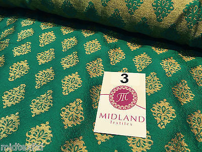 Indian Gold paisley flower banarsi metallic brocade fabric 44' M390 Mtex - Midland Textiles & Fabric