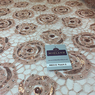 Vintage embellished Mesh net Double scalloped edging Dress Fabric 58' Wide M622 - Midland Textiles & Fabric