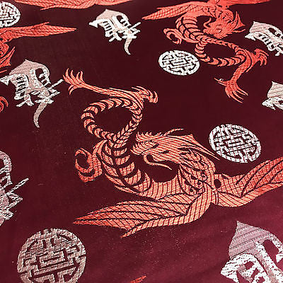 Chinese Dragon with Chinese Words brocade Silky Satin dress fabric 45' M395 Mtex - Midland Textiles & Fabric