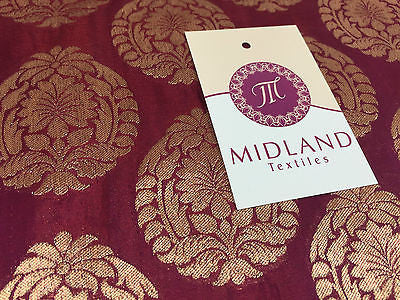 Pure Silk Indian Banarsi Floral Woven Golden Metallic Brocade 45' M260 Mtex - Midland Textiles & Fabric
