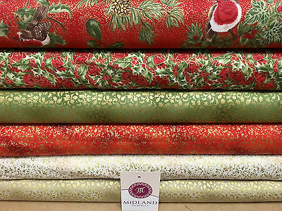 Red Merry Christmas themed 100% Cotton Patchwork & Crafting Fabric 45" Mtex - Midland Textiles & Fabric