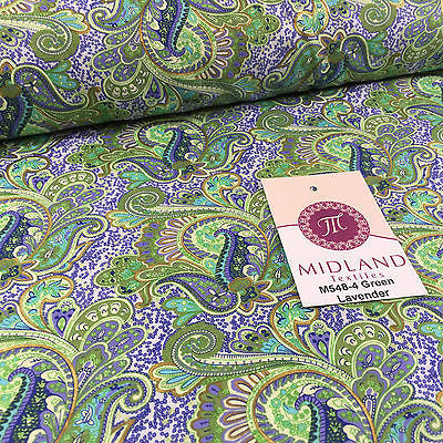 Retro Floral Paisley printed 100% Cotton Lawn fabric 45" Wide M548 Mtex - Midland Textiles & Fabric