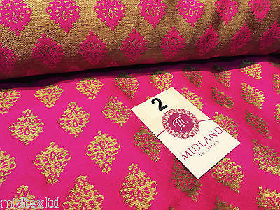 Indian Gold paisley flower banarsi metallic brocade fabric 44' M390 Mtex - Midland Textiles & Fabric