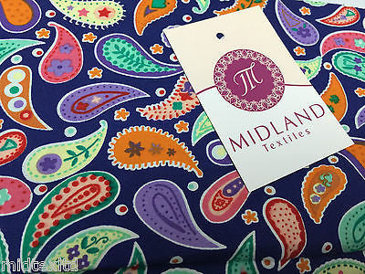 Paisley Print 100% Cotton Poplin Fabric, 45" Craft Cotton Wide M25 Mtex - Midland Textiles & Fabric
