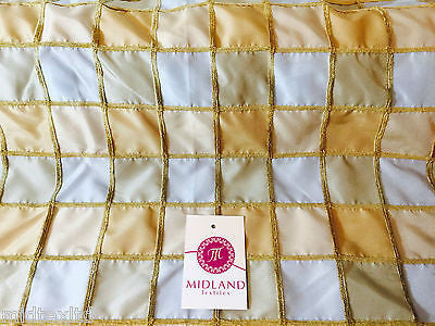 Blue and gold Patchwork taffeta with gold corded thread ideal for cushions M85 - Midland Textiles & Fabric