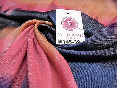 Bold Horizontal Gradient multi coloured printed Crinkle fabric 58' M145-39 Mtex - Midland Textiles & Fabric