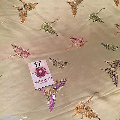CHINESE ORIENTAL BUTTERFLY BROCADE SILKY SATIN DRESS FABRIC 44' wide Mtex M57 - Midland Textiles & Fabric