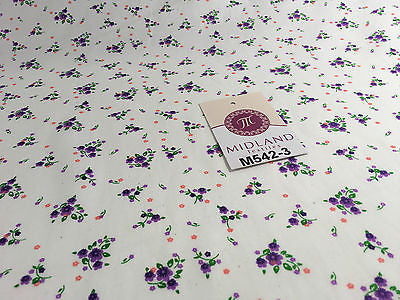 Ditsy Floral Printed on white Super Soft Polycotton Fabric 45' Wide M542 Mtex - Midland Textiles & Fabric