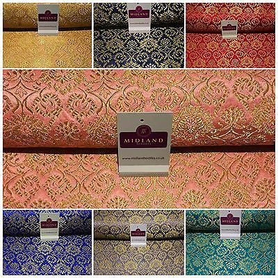 Indian Banarsi Gold Floral Faux Silk Brocade Fabric 44 ' M711 Mtex - Midland Textiles & Fabric