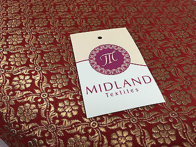 Pure Silk Indian Banarsi Floral Woven Golden Metallic Brocade 45' M260 Mtex - Midland Textiles & Fabric